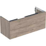 Mueble bajo Geberit serie ONE para lavabo, con dos cajones: Ancho de lavabo=120cm, Nogal hickory, Melamina estructura madera